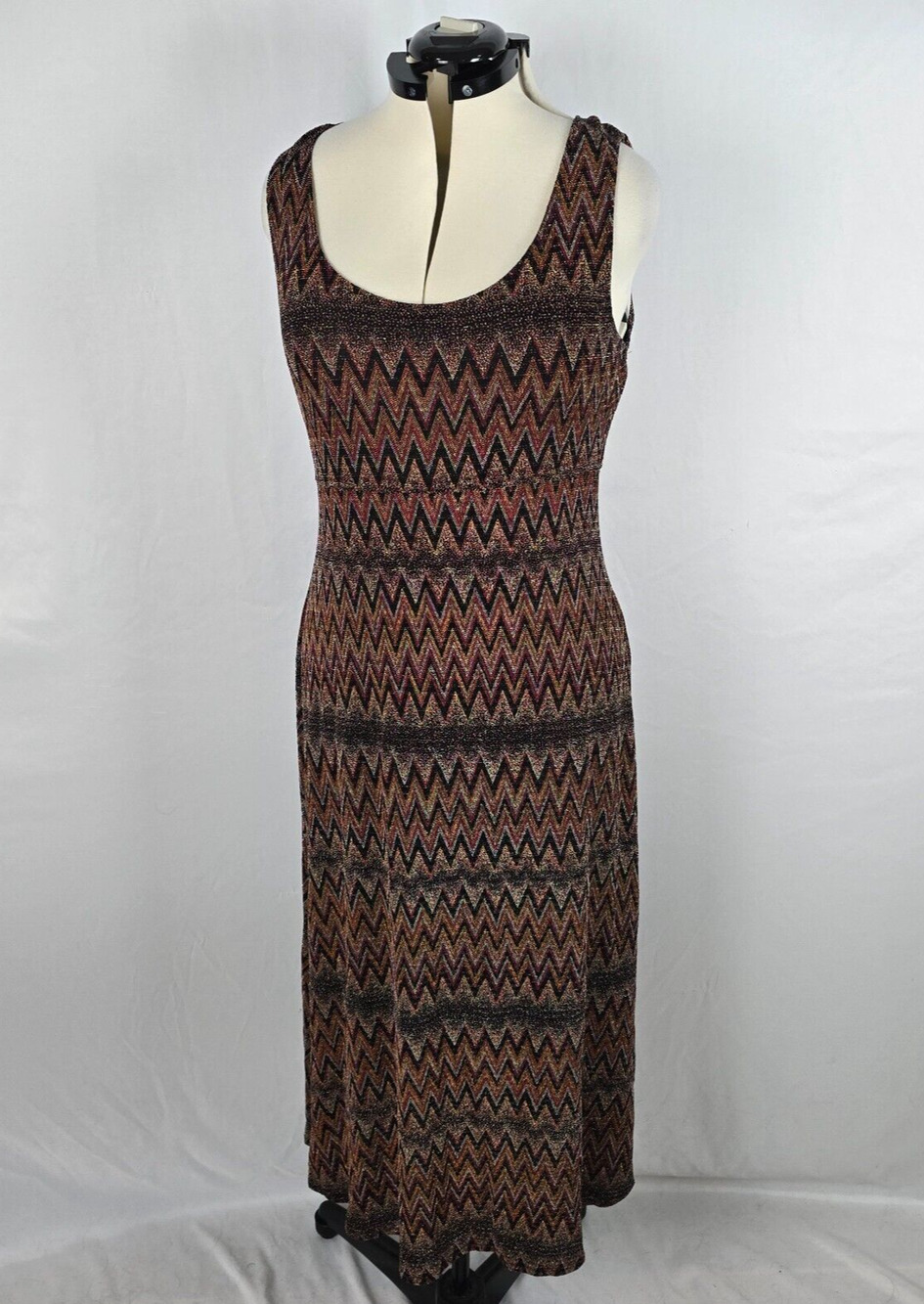Rabbit Designs Dress Women's 16 M Shimmer Rust Multi-Color Sleeveless Geometric